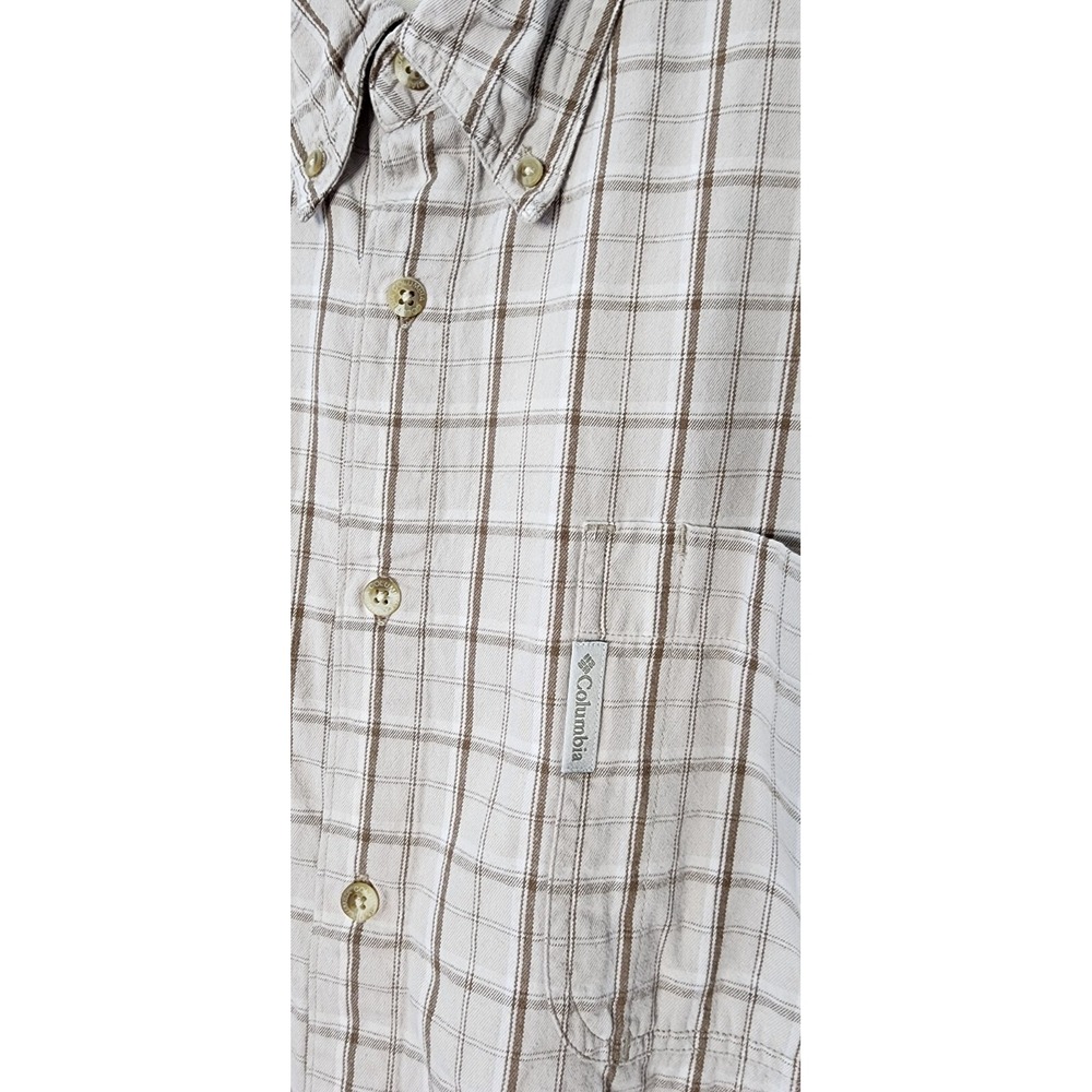 Columbia Sportswear Men's Shirt XL L/S Button Down Tan Plaid Check‎ 100% Cotton - Picture 2 of 11